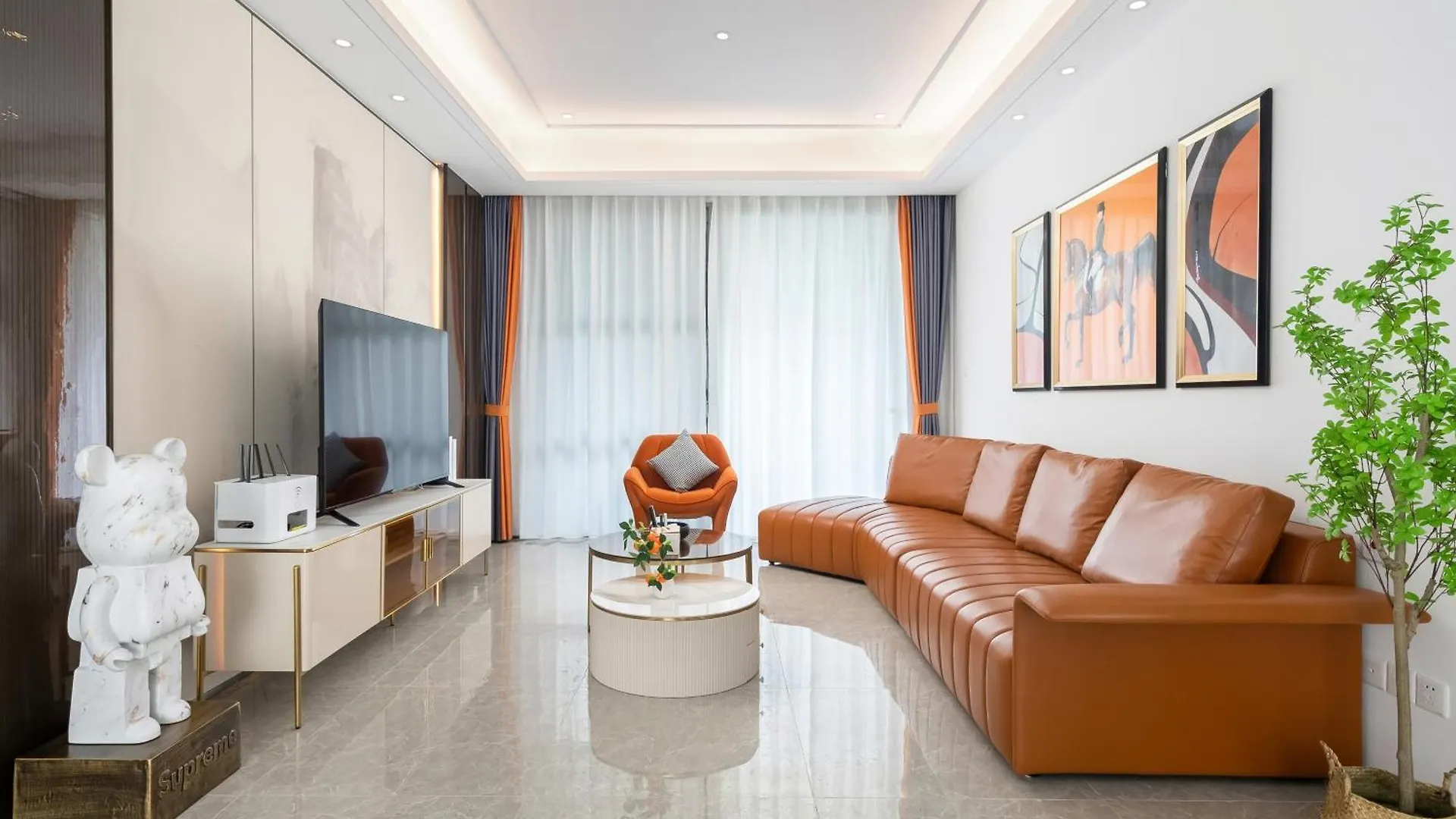 Comfortable Three-Bedroom And One-Living Room Garden View Suite - Kitchen - Living Room - Balcony - Refrigerator And Washing Machine Sanya